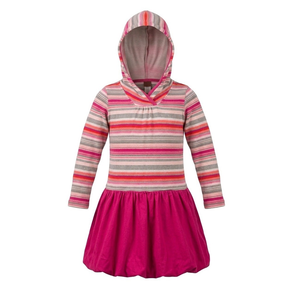 Tea Collection Girls Striped Hooded Bubble Dress Pink Orange Size 5 Cotton